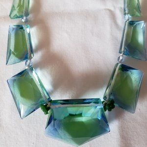 Unique green and blue lucite necklace